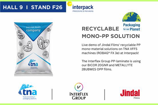 Jindal Films, Totalenergies and Partners Displaying PP Mono-Material Recyling of Flexibles to Rigid at Interpack 2023